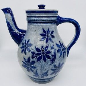 Rare Gres de La Roche Jos Kalb Salt Glazed Pottery Coffee Teapot w Lid Pitcher